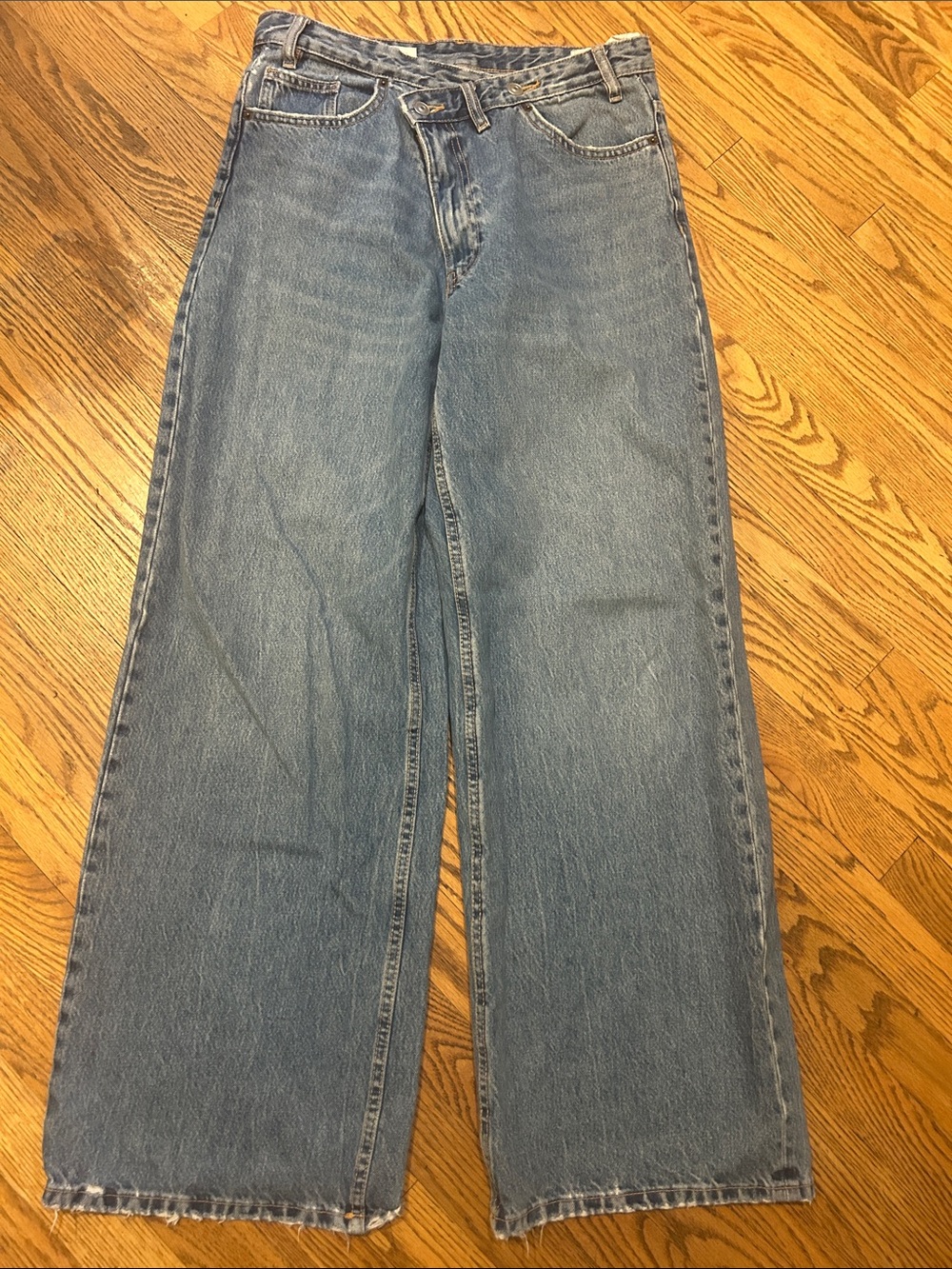 Zara high-rise crossover denim jeans
